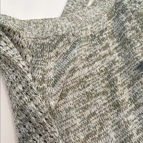 Heart N Crush Medium Women's Off-Shoulder Knit Sweater Green Gray - Picture 8 of 11